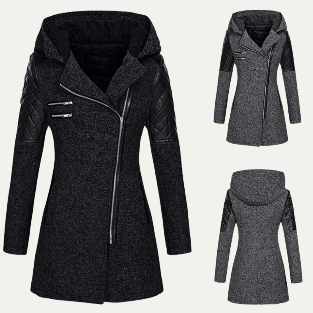 Warm Waterproof Ladies Long Asymmetrical Coat