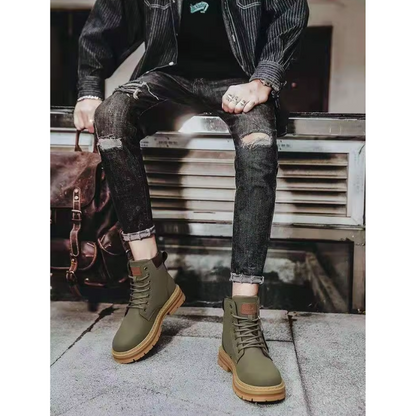 Stylish Men's Leather High Top Boots with Strong Sole