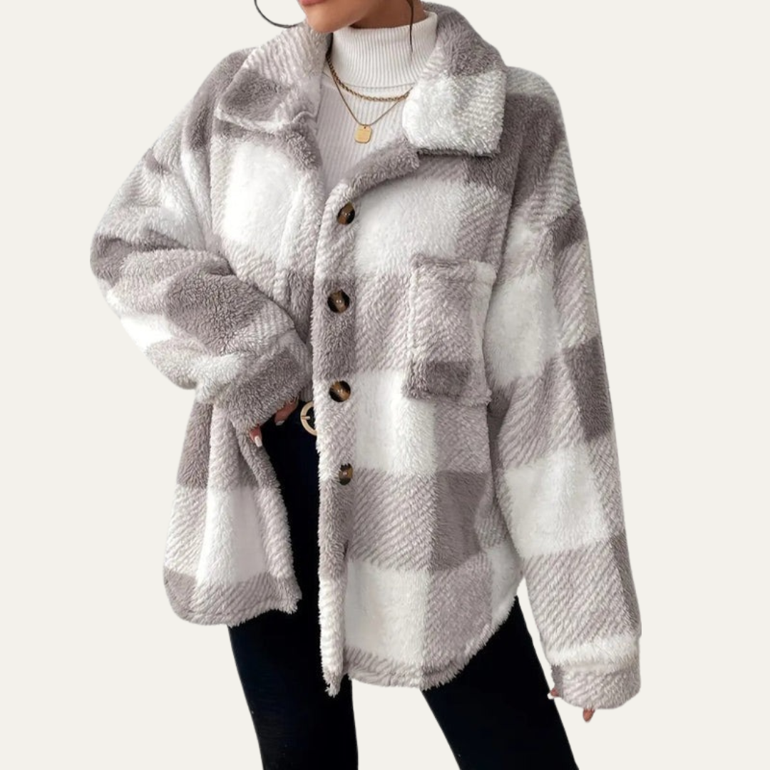 Ladies Large Check Flannel Jacket