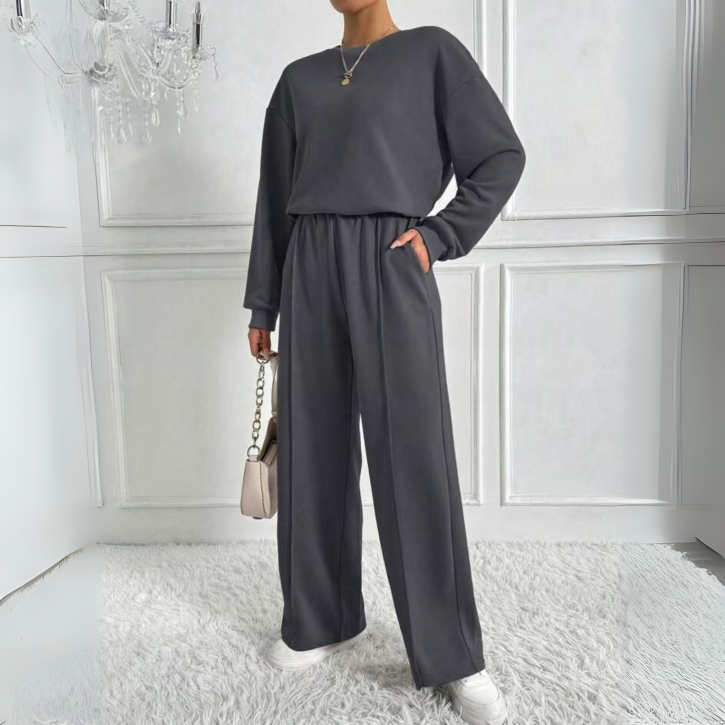 Relaxed Fit Sweat Suit Set for Men and Women