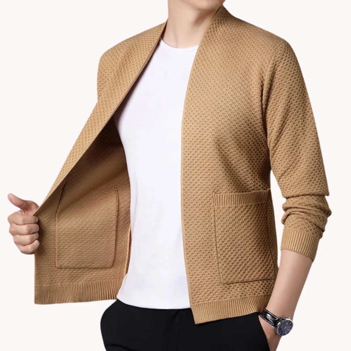 Relaxed Fit Men's Open Front Cardigan Sweater