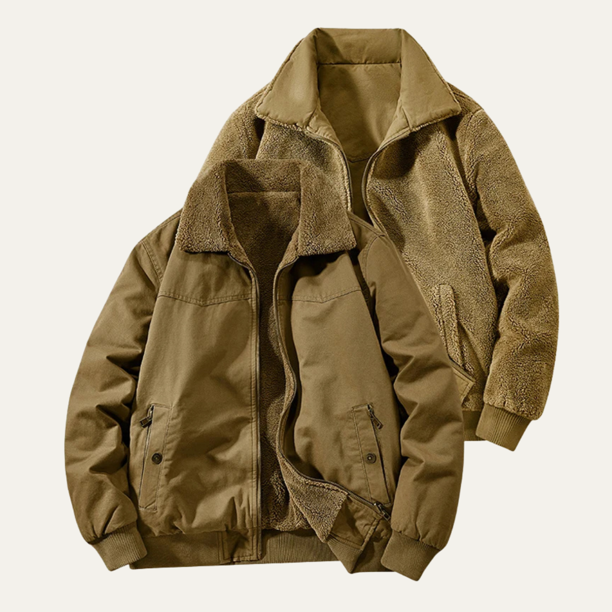 Warm Reversible Men's Fleece Bomber Jacket