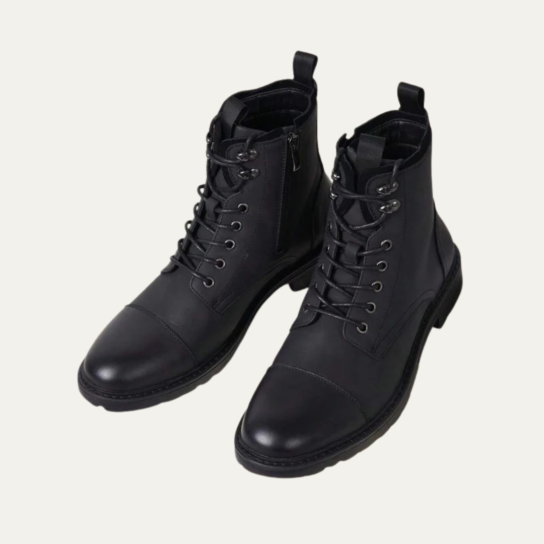 Tough Leather Lace Up Military Ankle Boots