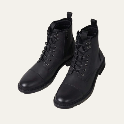 Tough Leather Lace Up Military Ankle Boots