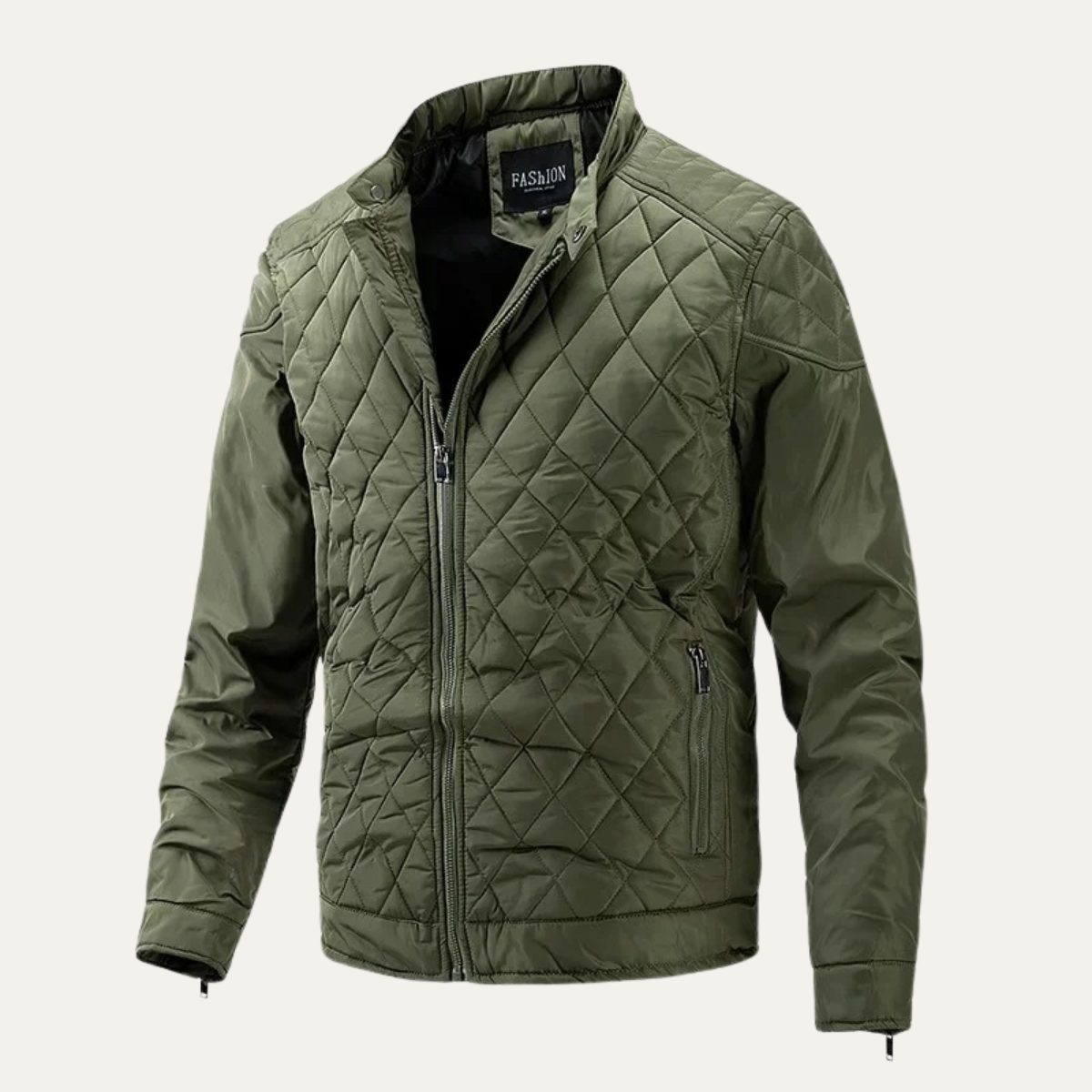 Men's Leather Biker Quilted Jacket