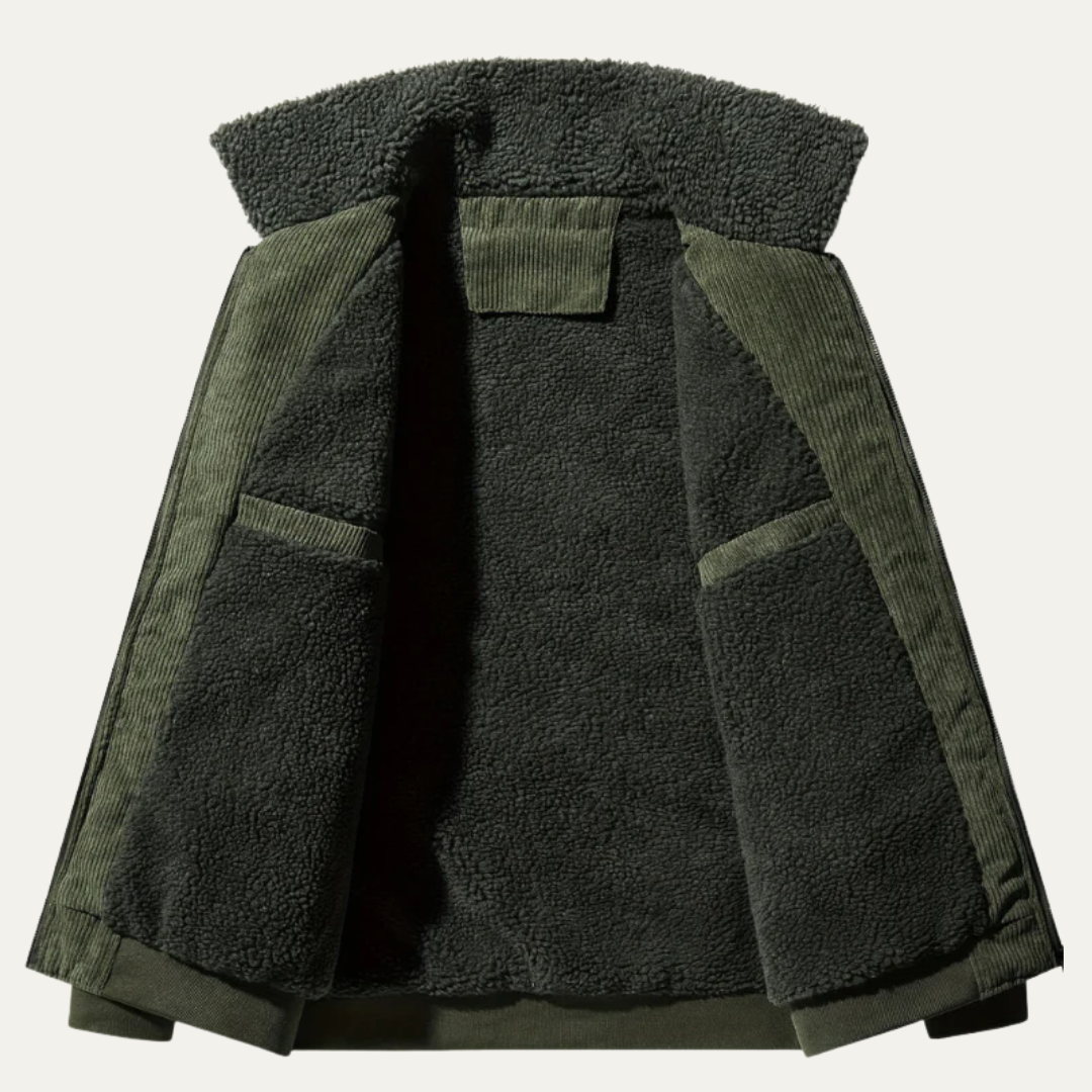 Warm Shearling Lined Men's Zip Up Jacket
