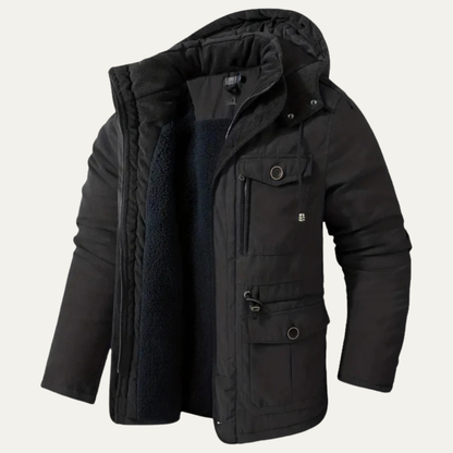 Rugged Corduroy Work Jacket with Faux Fur Collar