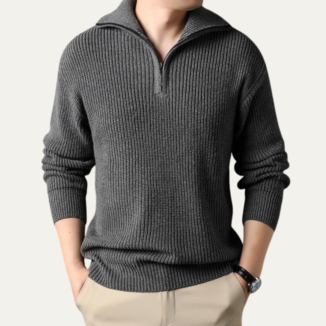 Men's Classic Crew Neck Quarter Zip Sweater