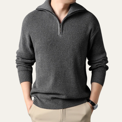 Men's Classic Crew Neck Quarter Zip Sweater
