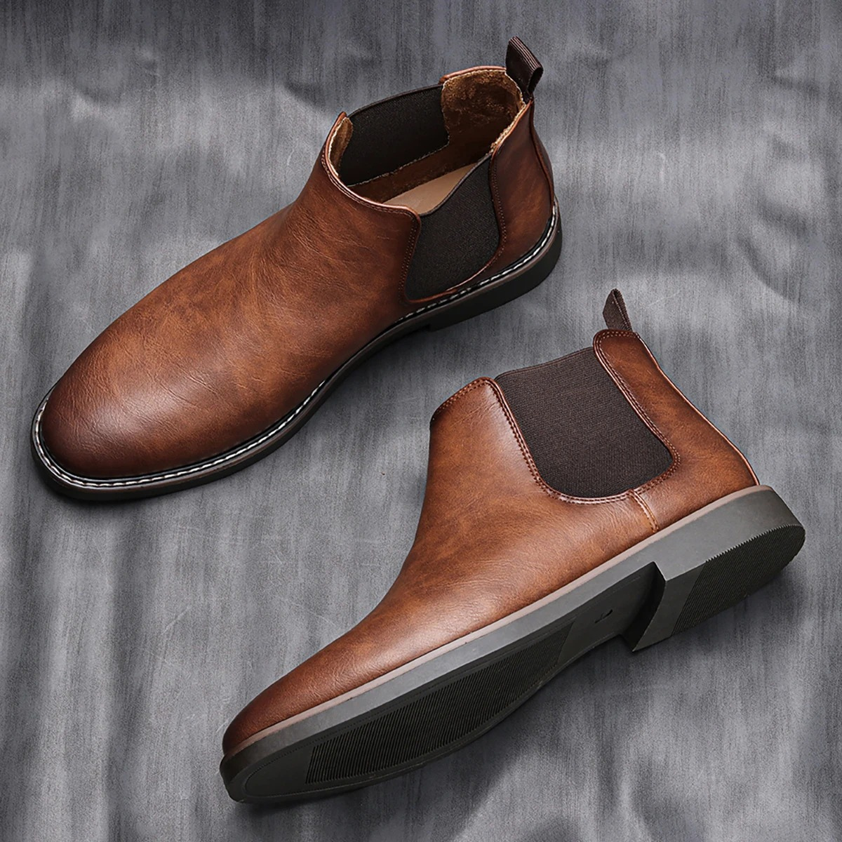 Brown Leather Men's Chelsea Ankle Boots