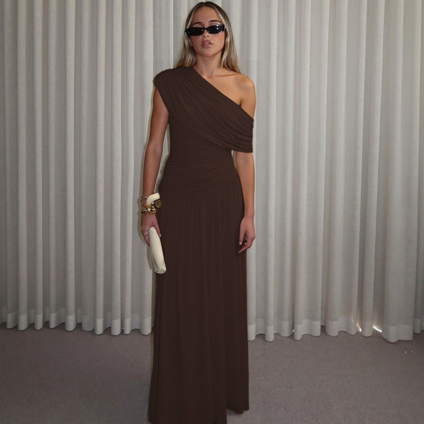 Stunning Asymmetrical Floor Length Evening Gown