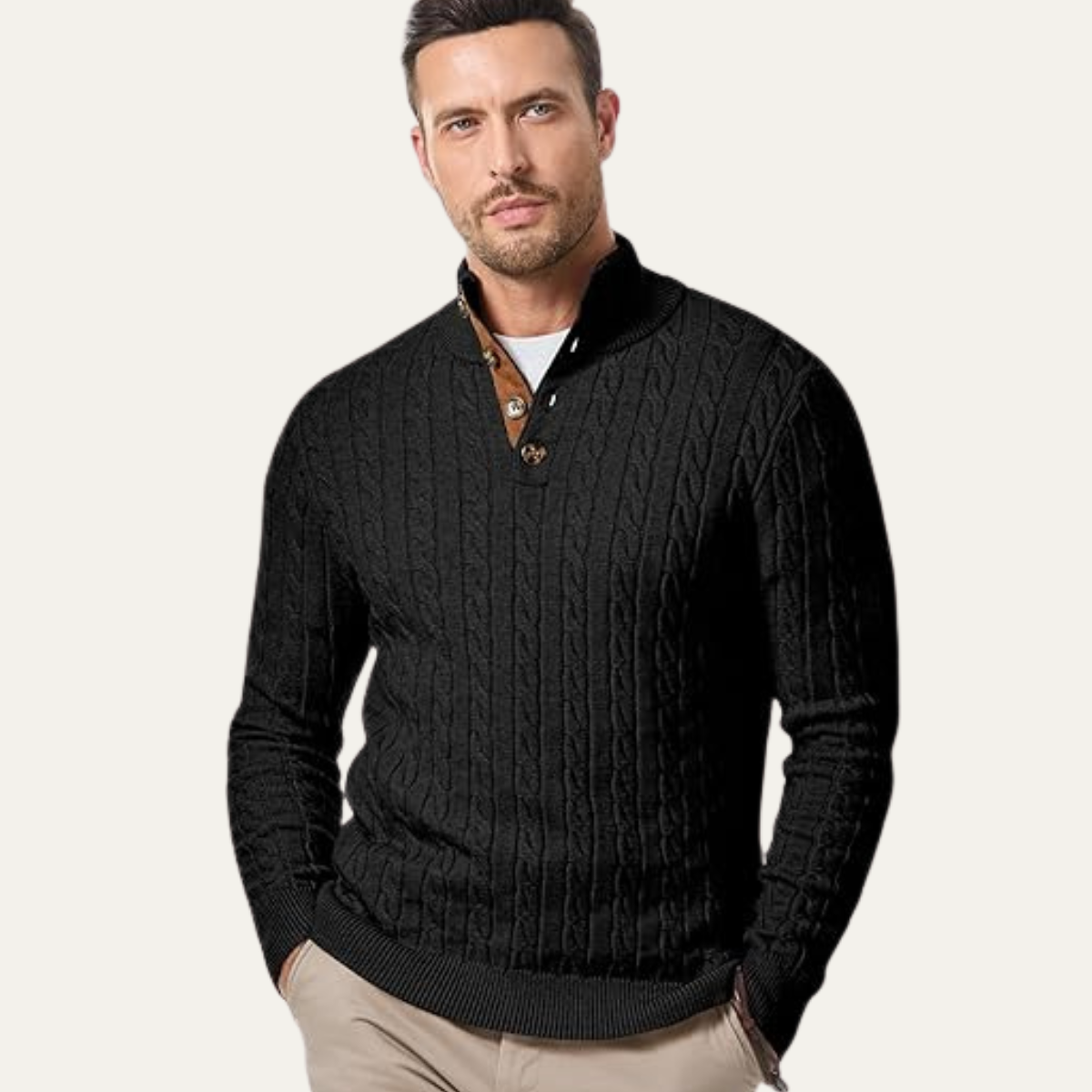 Classic Men's Cable Crew Neck Sweater