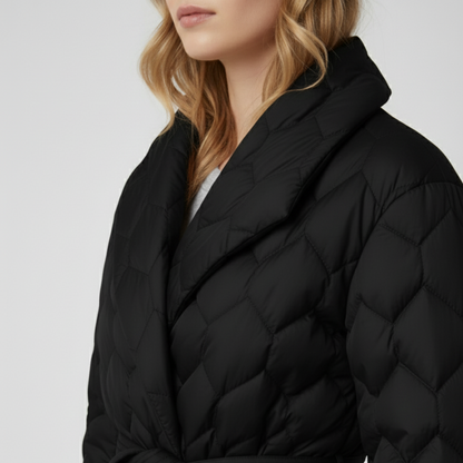 Warm Women's Down Parka Jacket with Belt