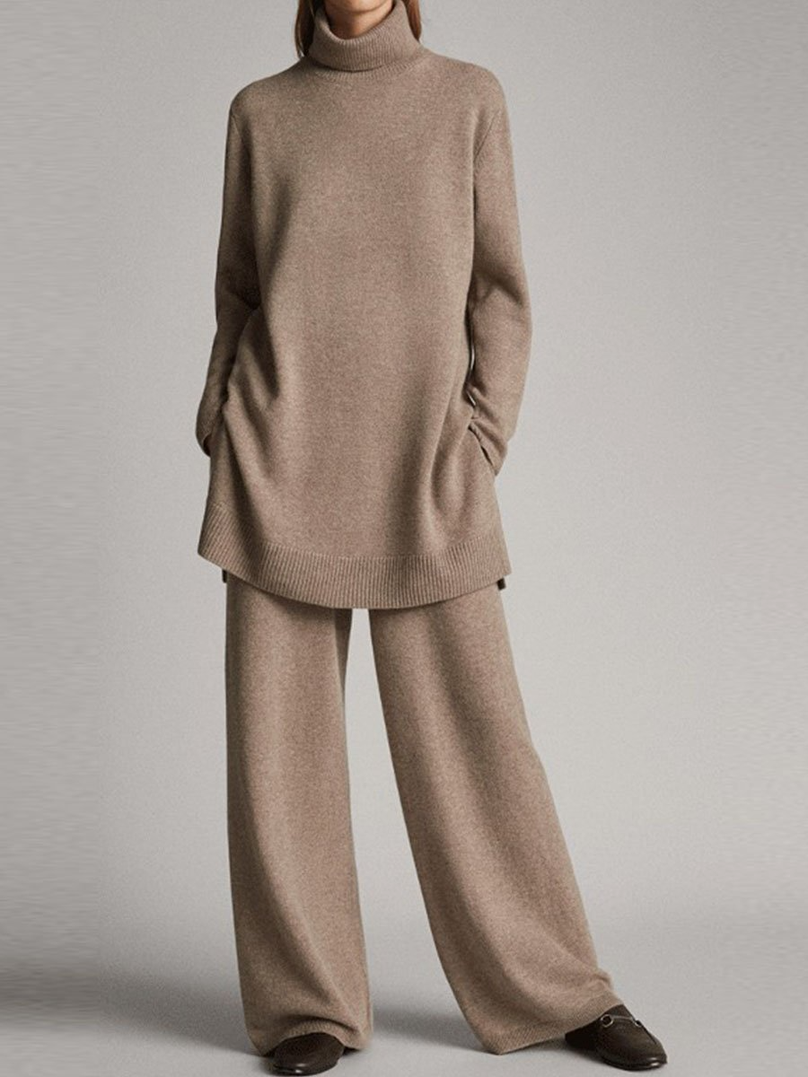 Comfy Turtleneck Sweater Pants 2-Piece Loungewear Set