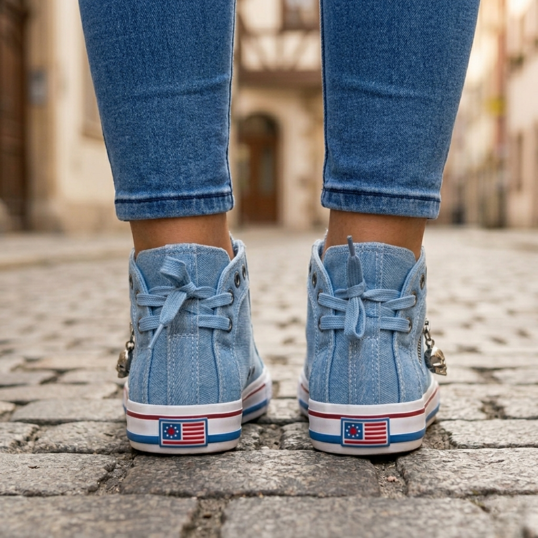Classic Women's Lace Up Denim Sneakers Casual Shoes