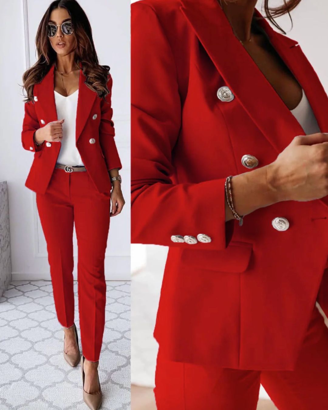 Classic Two-Button Ladies Business Suit
