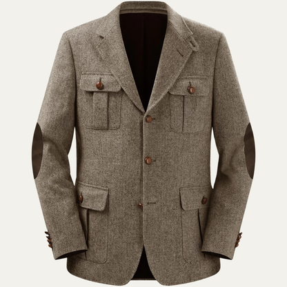 Classic Men's Tweed Wool Blazer Jacket