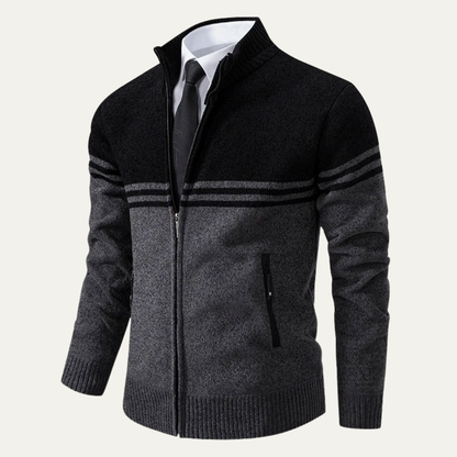 Warm Men's Cable Knit Fleece Lined Cardigan Sweater