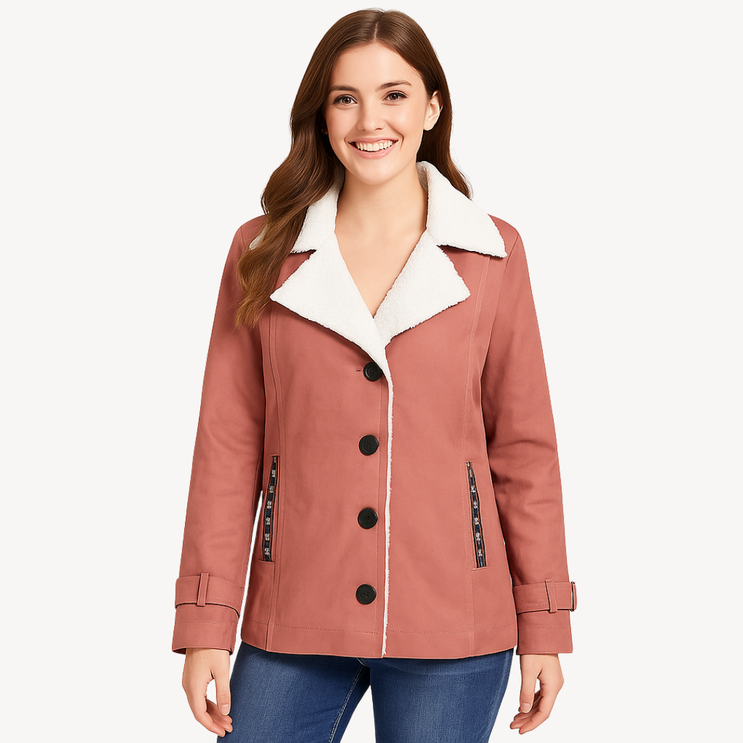 Warm Women's Button Front Fleece Coat - OutfitLondon