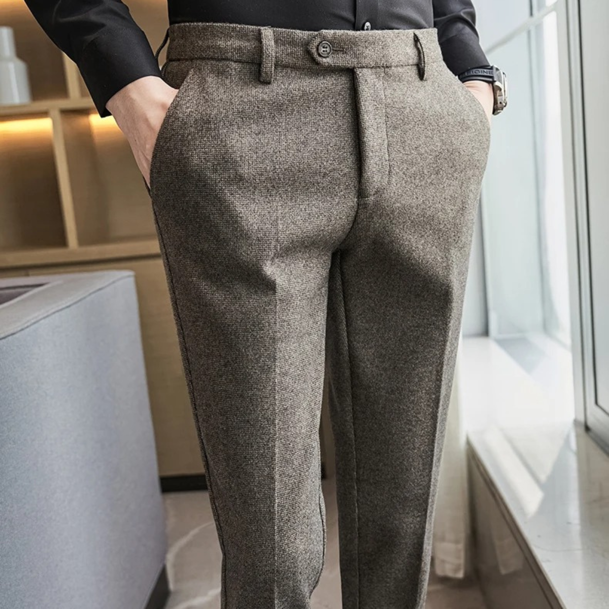 Stylish Men's Tailored Wool Formal Pants