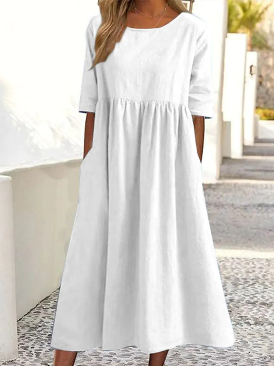 Comfortable Summer Short Sleeve Midi Dress
