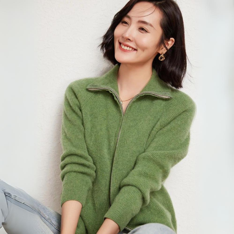 Merino Wool Zip Up Sweater - OutfitLondon