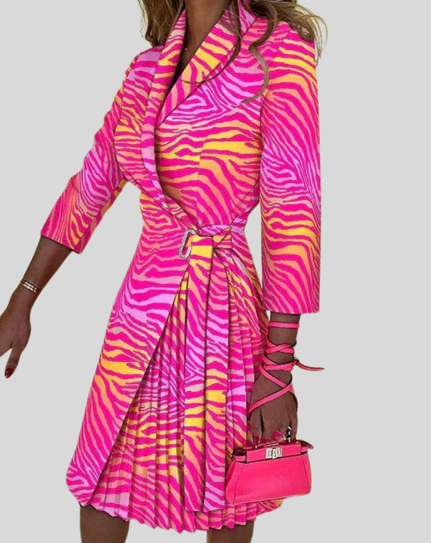 Stylish Waist Belted Ladies Dress