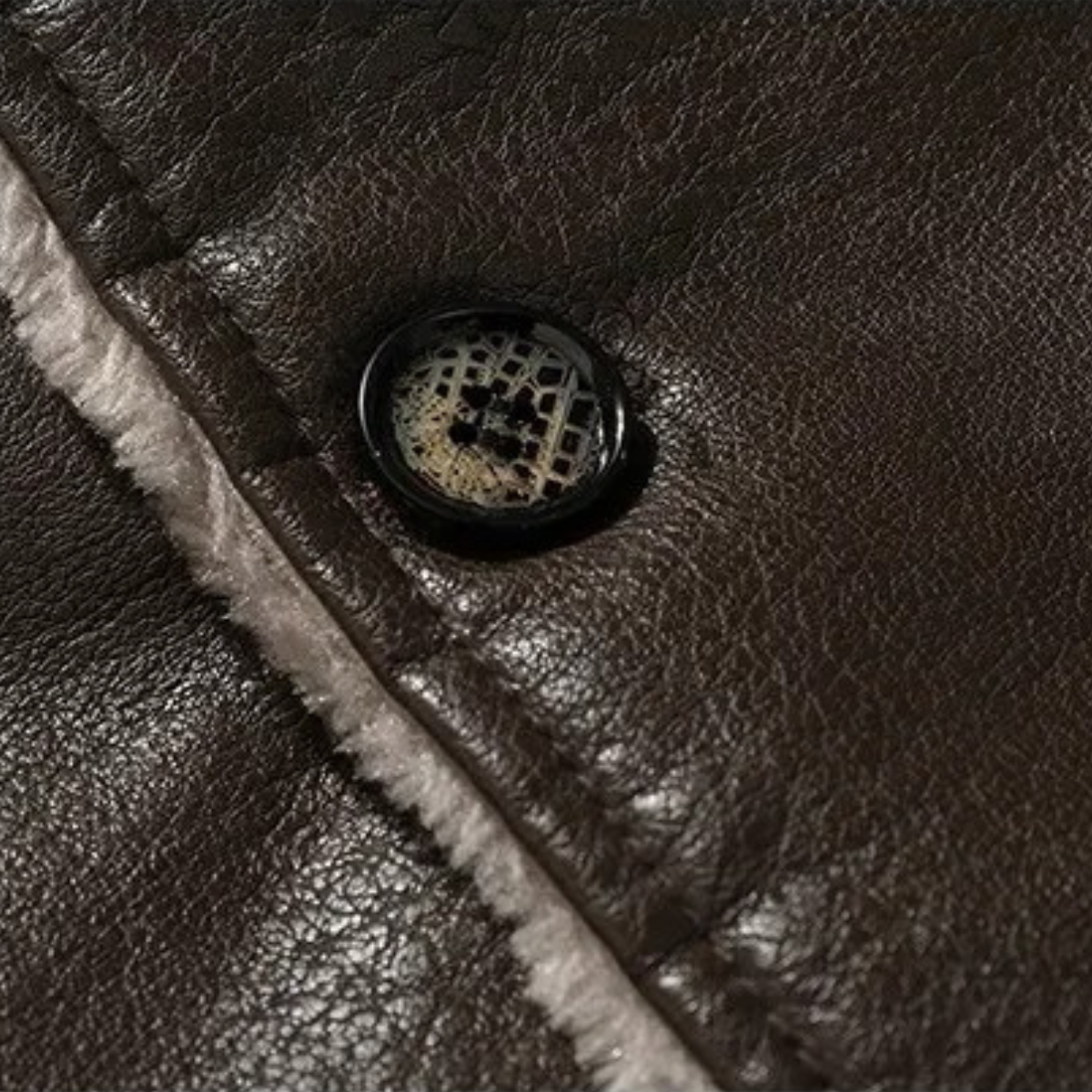 Men's Synthetic Leather Coat with Fleece Lining