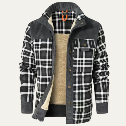 Warm Plaid Flannel Shirt Jacket for Men