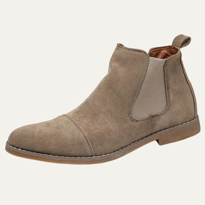 Luxury Suede Mens Chelsea Ankle Boots with Elastic Sides