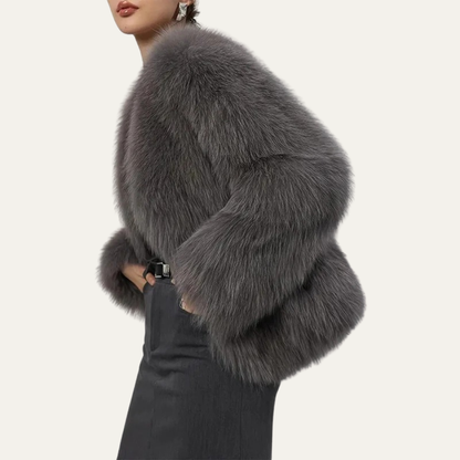 Short Faux Fur Waist Jacket