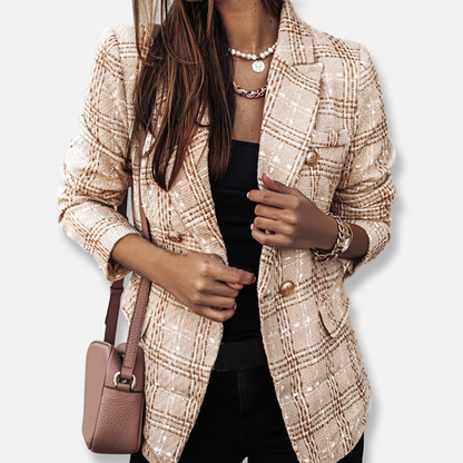 Classic Plaid Two Button Women's Blazer