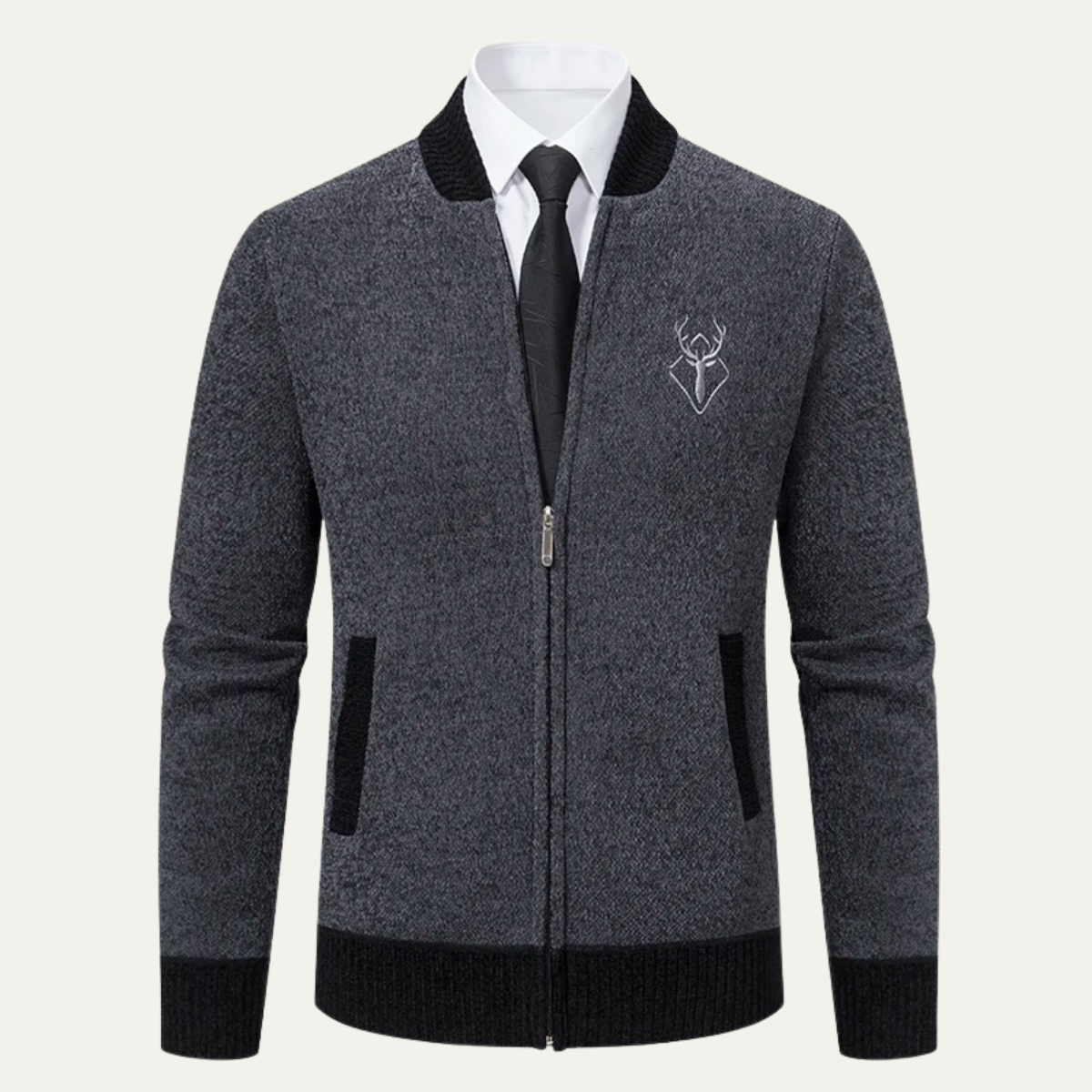Men's Stylish Knitted Zip Up Cardigan Sweater