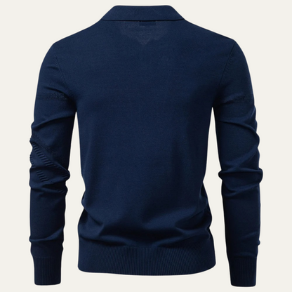 Slim Fit Men's Breathable Knit Polo Sweater