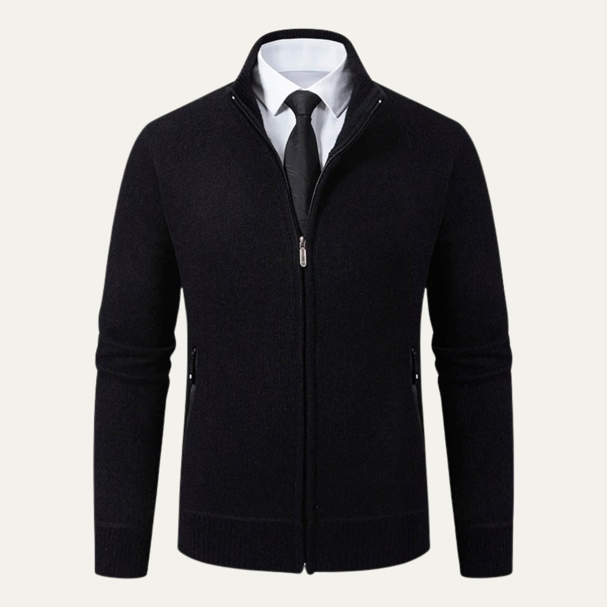 Warm Men's Fleece Zip Up Cardigan with Pockets - OutfitLondon