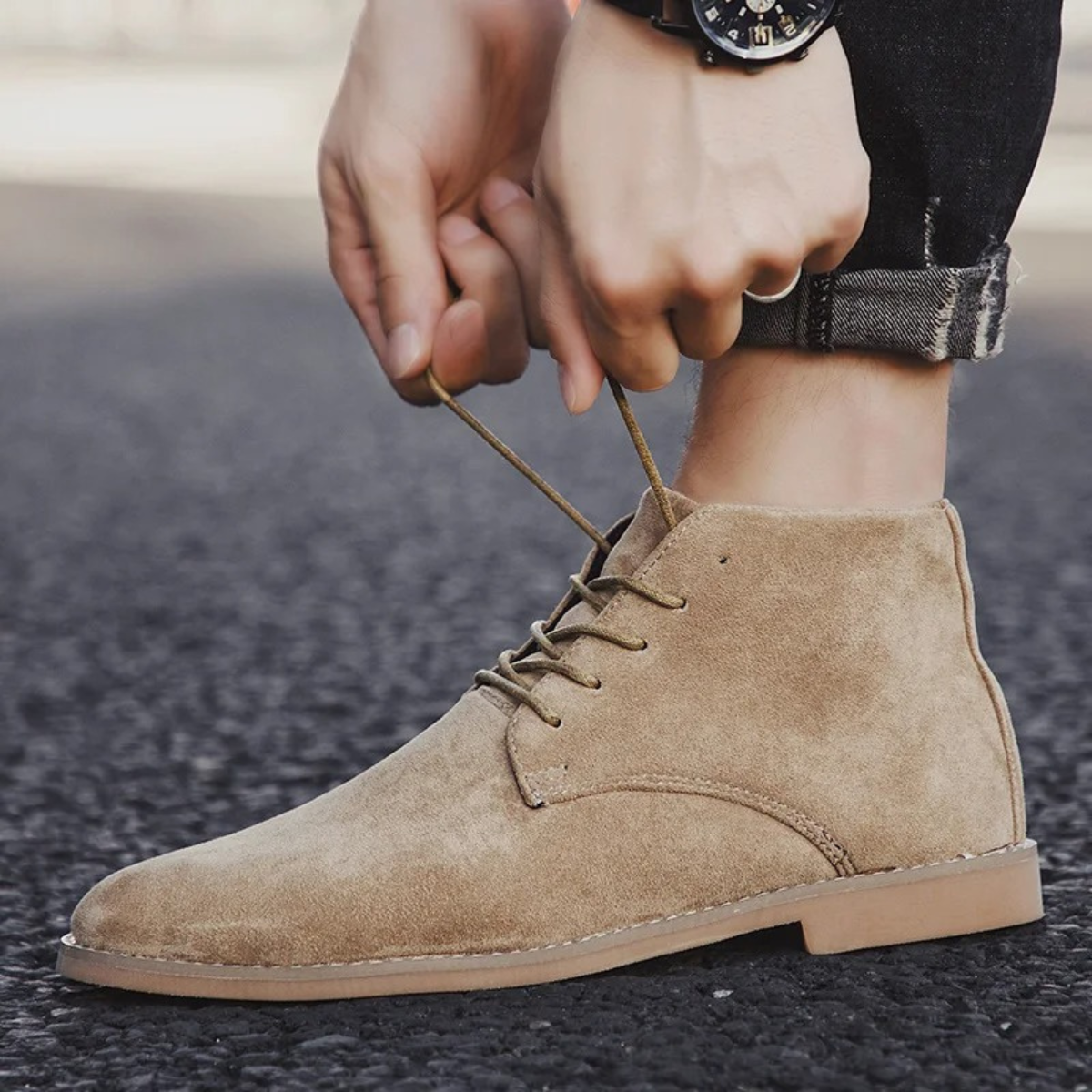 Comfortable Men's Brown Suede Ankle Boots
