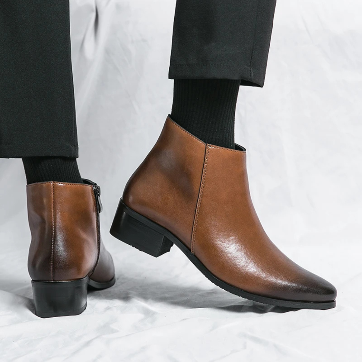 Elegant Men's Leather Ankle Dress Boots