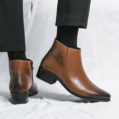 Elegant Men's Leather Ankle Dress Boots