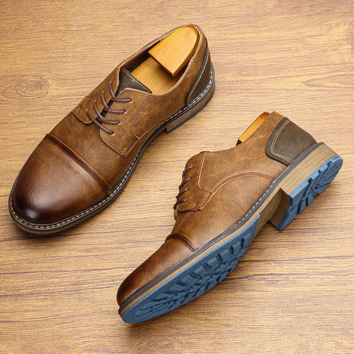 Classic Mens Vintage Leather Lace Up Shoes