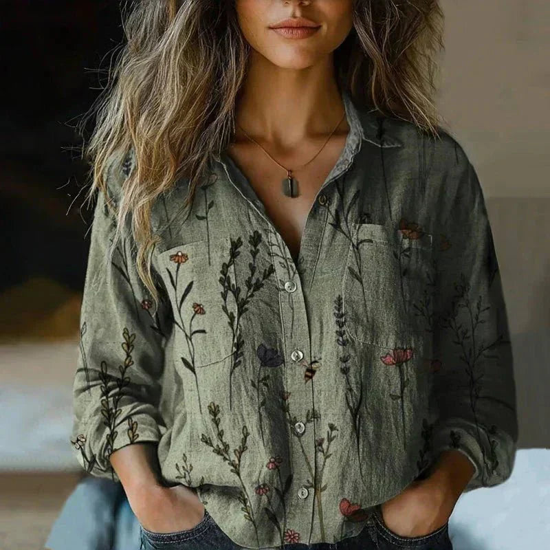 Casual Cotton Button Down Shirt | Loose Fit Paisley Print Top