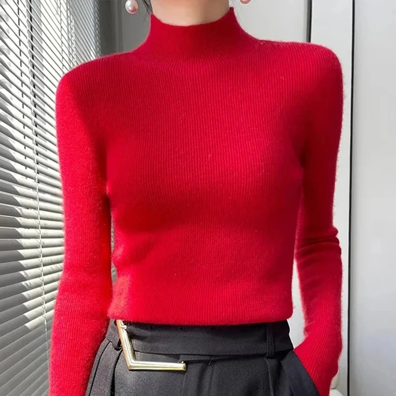 Cozy Fitted Ladies Wool Winter Sweater