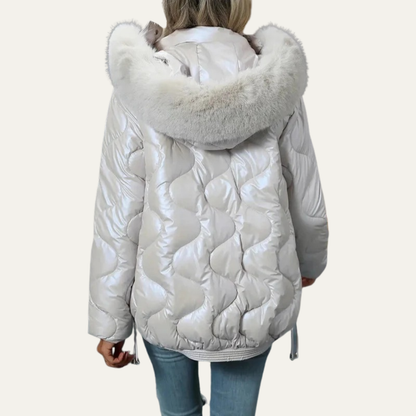 Shiny Insulated Puffer Coat for Women