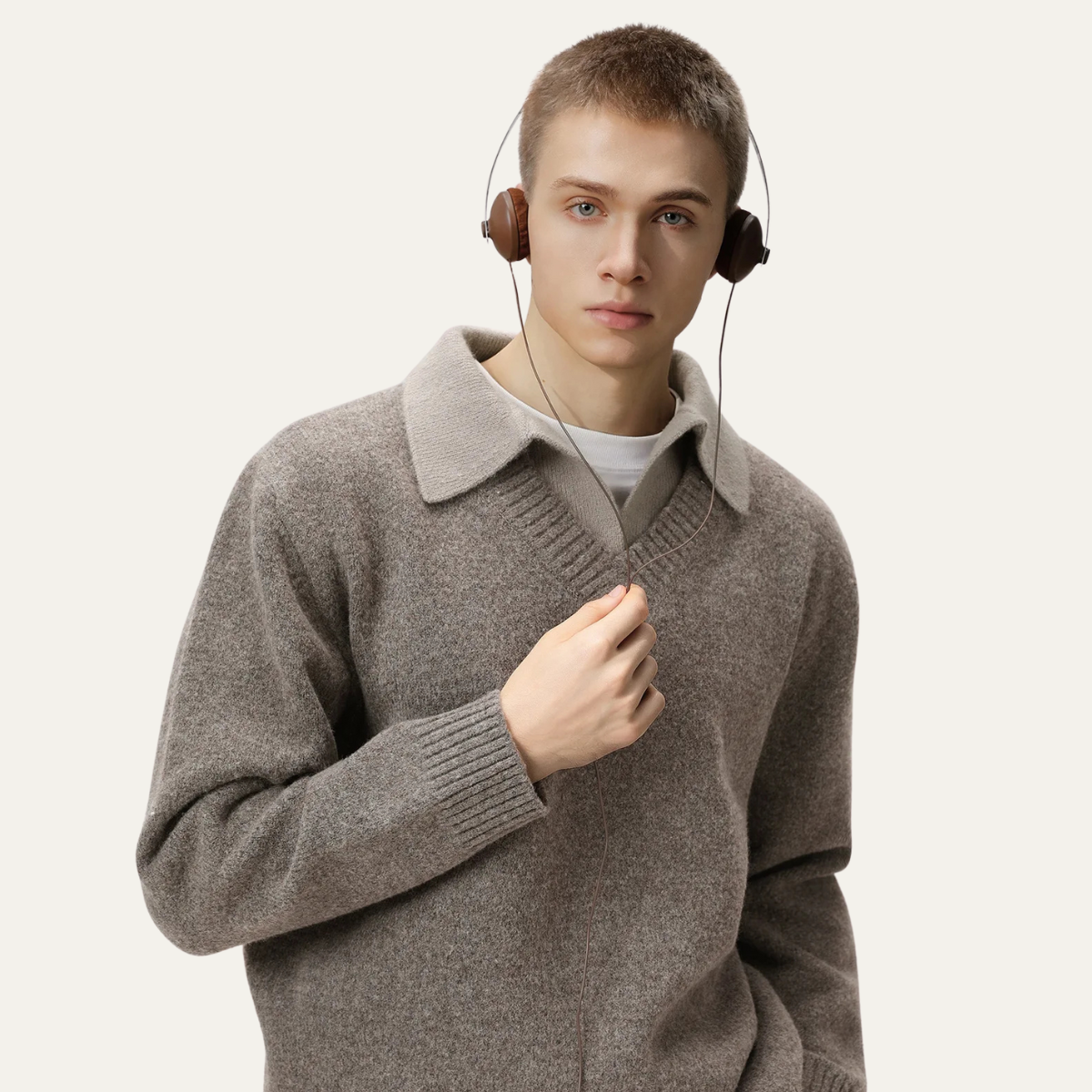 Comfy Men's Knit Polo Neck Sweater