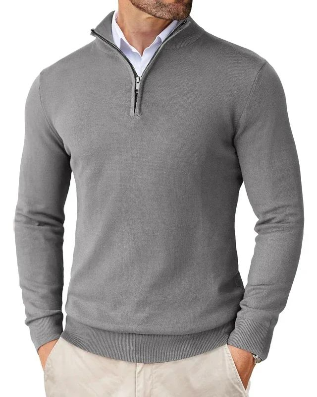 Men's Stylish Soft Knit Quarter-Zip Sweater
