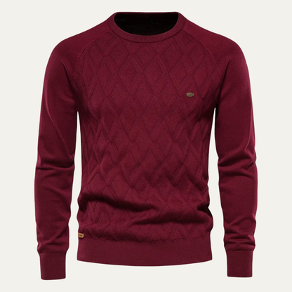 Traditional Cable Knit Men's Crew Neck Sweater