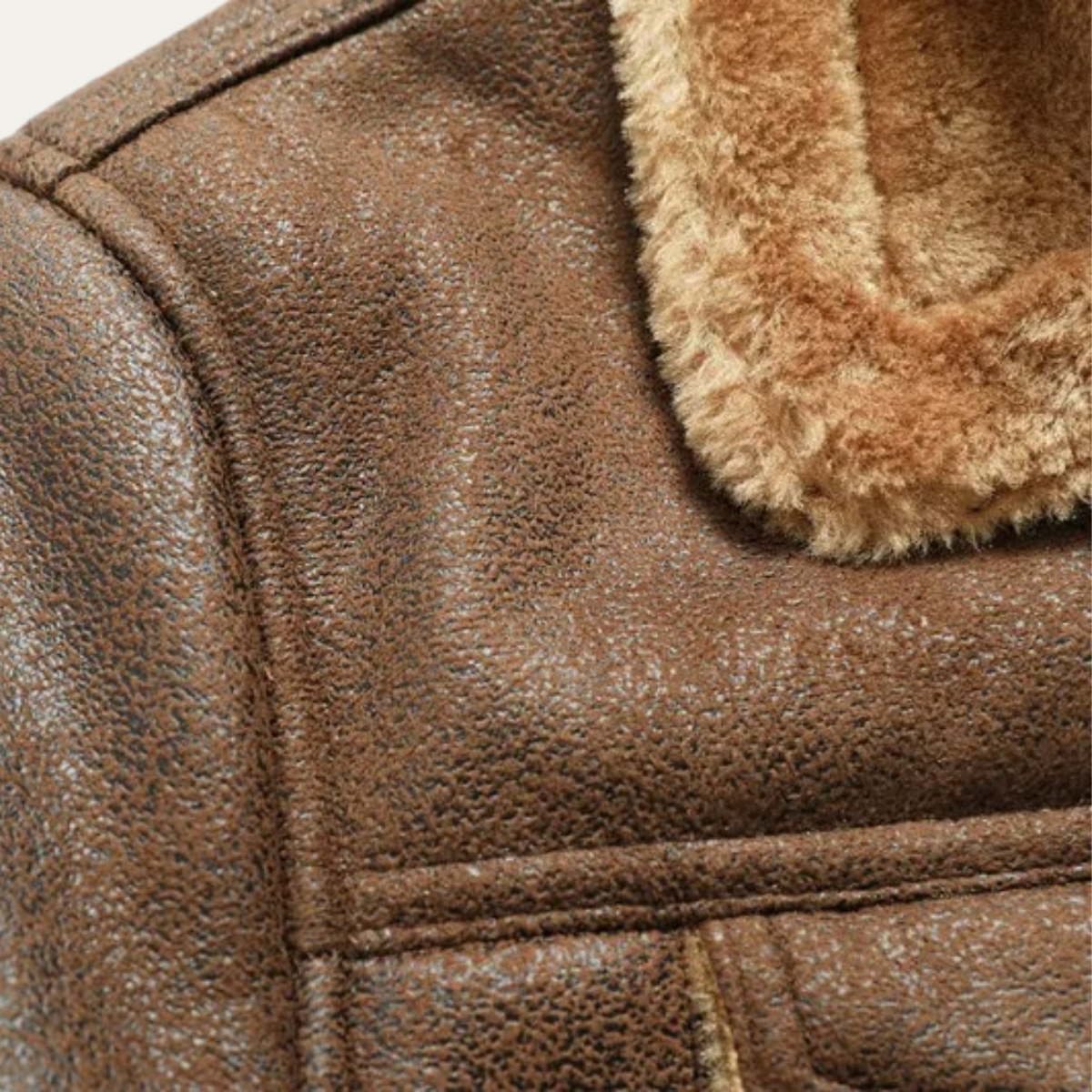 Classic Men's Faux Leather Shearling Coat