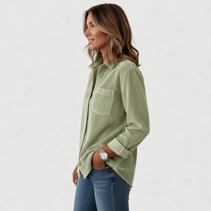 Green Corduroy Casual Shirt
