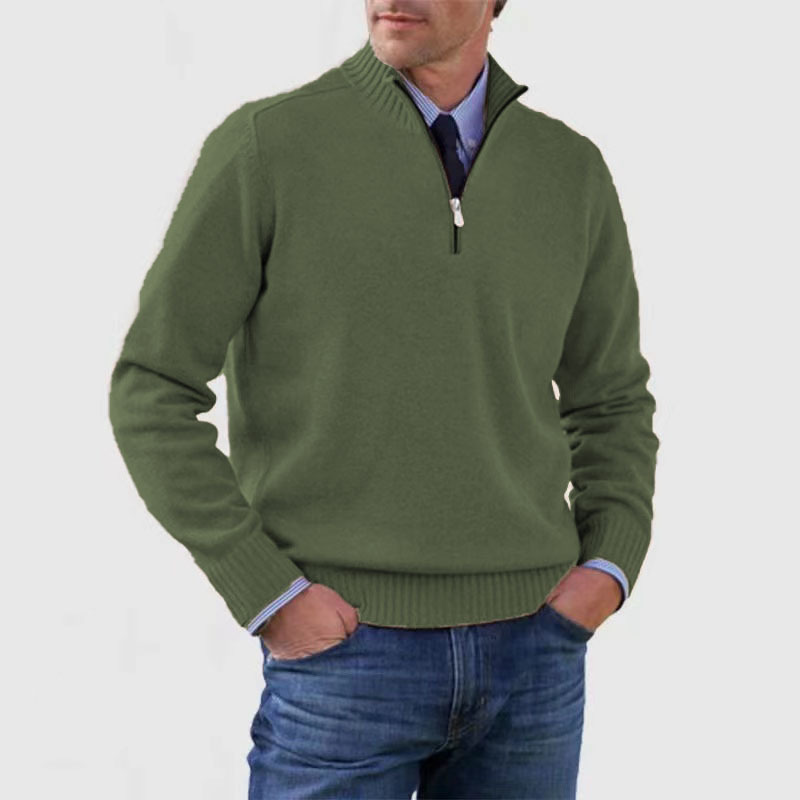 Men's Zip Up Crew Neck Sweater
