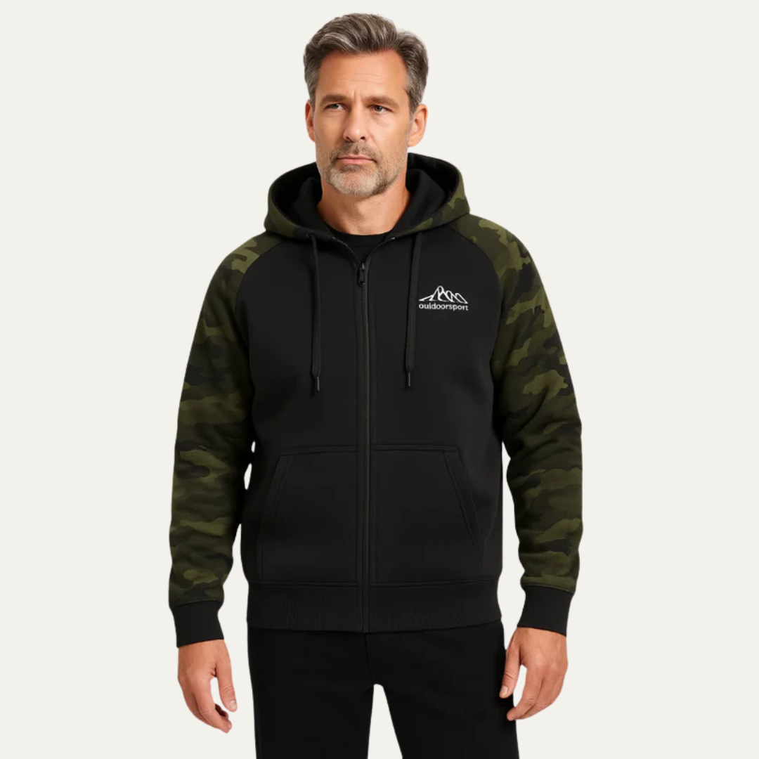 Men's Green Camo Athletic Hooded Jacket