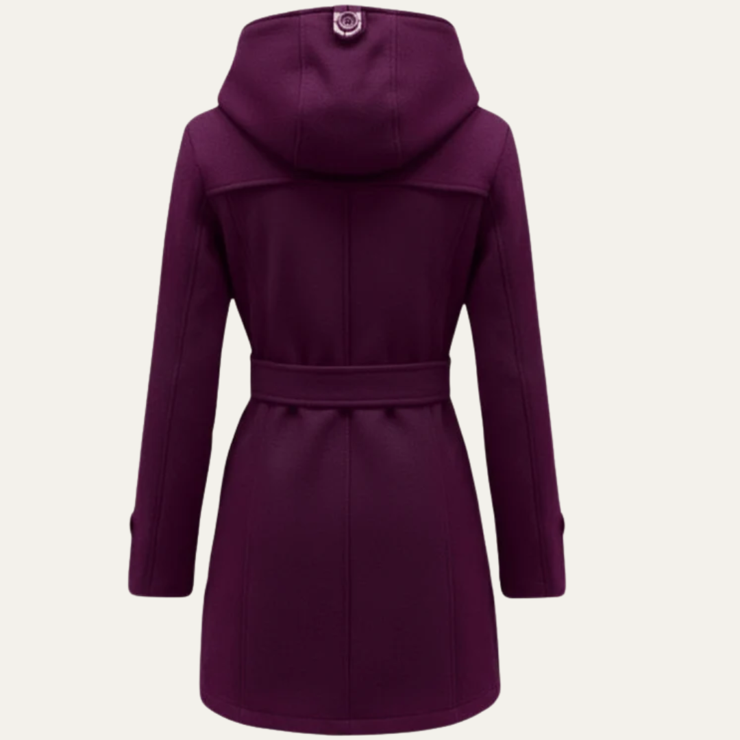 Warm Women's Hooded Wool Trench Coat